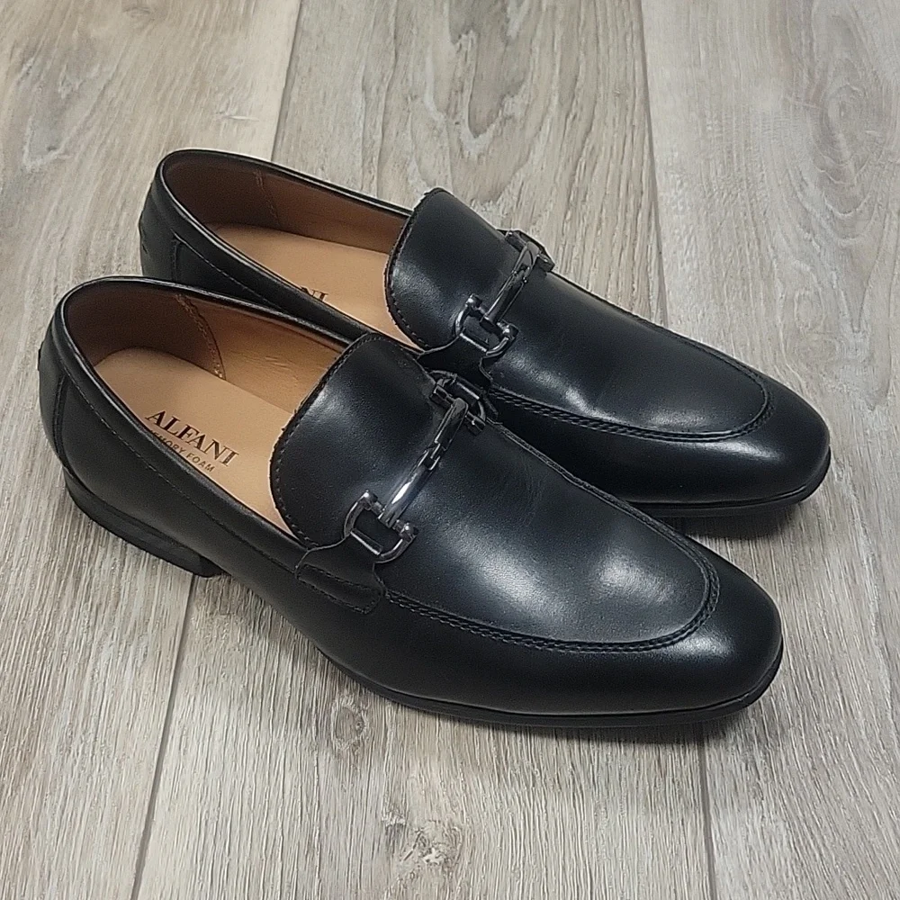 Alfani Size 7 Black Vegan Leather Loafer New